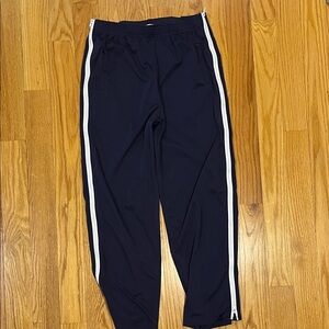 Navy Track Pants with White Side Stripes